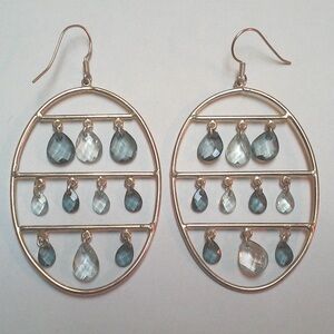 Elegant Gold and Blue Oval Earrings